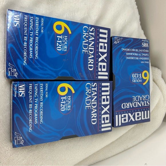 Maxell Video Cassette VHS T-120 6HRS Tapes NWT 3PC Bundle - Picture 2 of 13